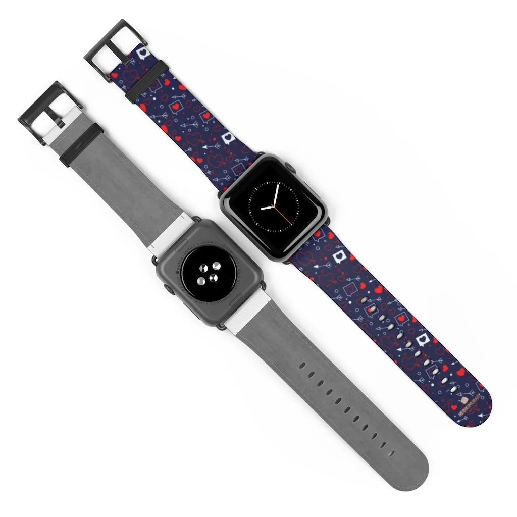 Fun Red Hearts Shaped V Day 38mm/42mm Watch Band For Apple Watch- Made in USA