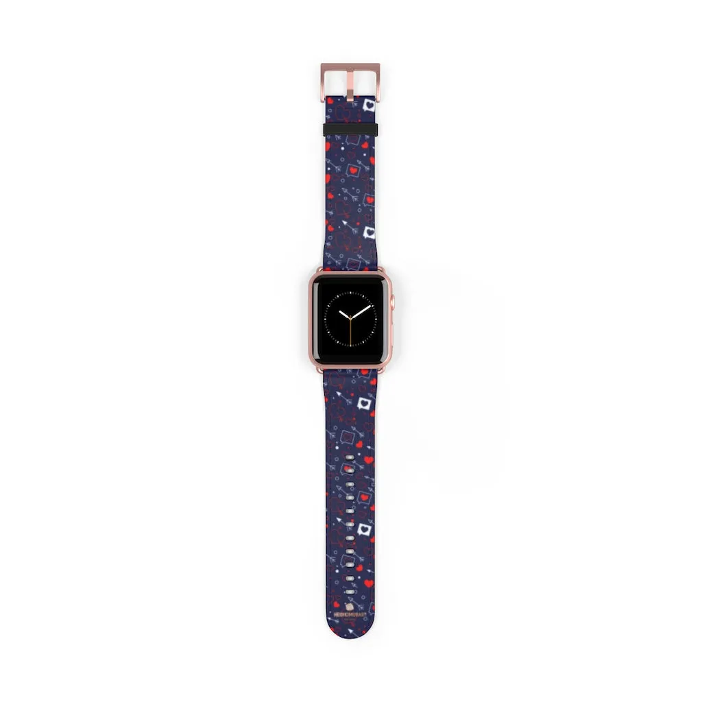 Fun Red Hearts Shaped V Day 38mm/42mm Watch Band For Apple Watch- Made in USA