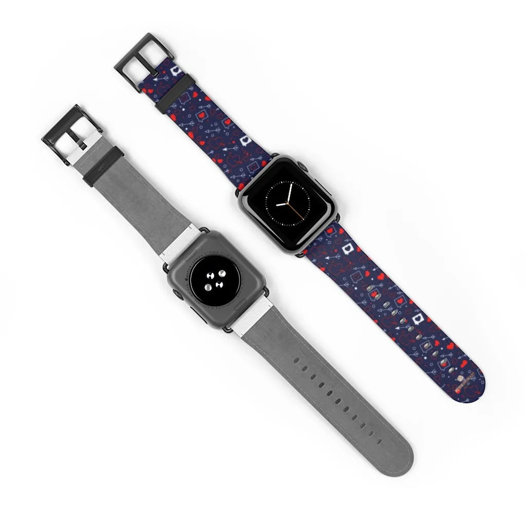 Fun Red Hearts Shaped V Day 38mm/42mm Watch Band For Apple Watch- Made in USA