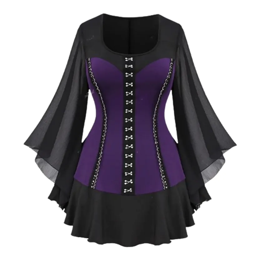 Funki Buys | Shirts | Women's Gothic Lace Flared Sleeves Shirts