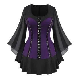 Funki Buys | Shirts | Women's Gothic Lace Flared Sleeves Shirts