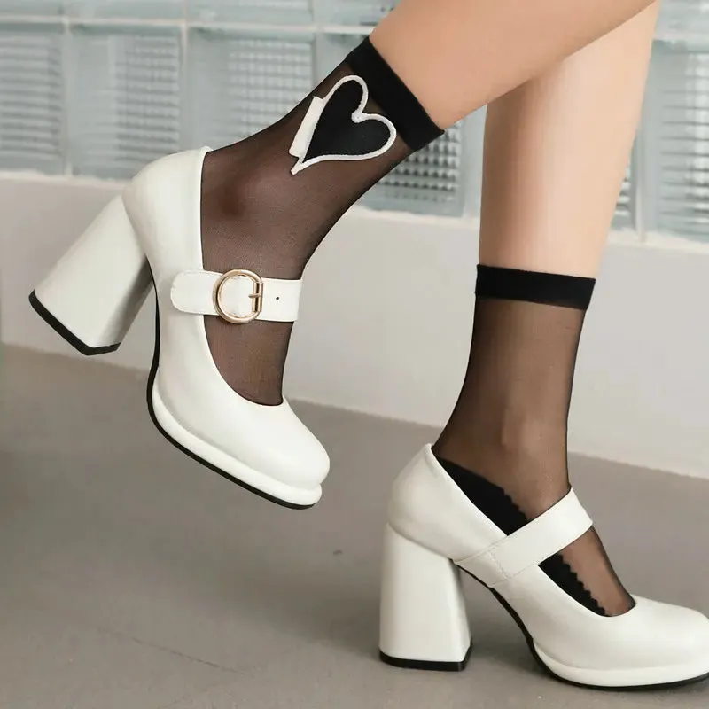 Funki Buys | Shoes | Women's Chunky High Heel Mary Janes