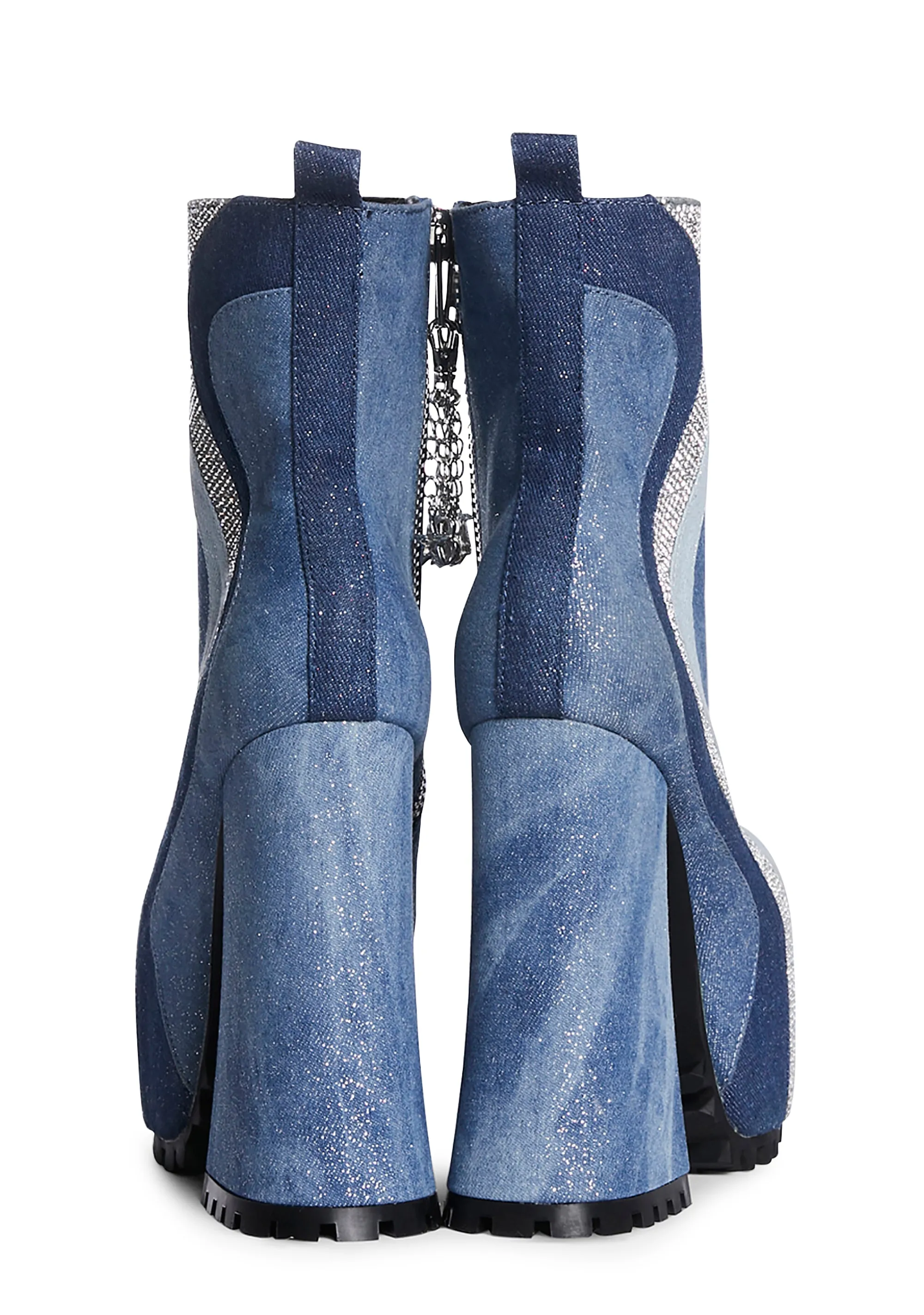 Go For The Glam Denim Platform Boots