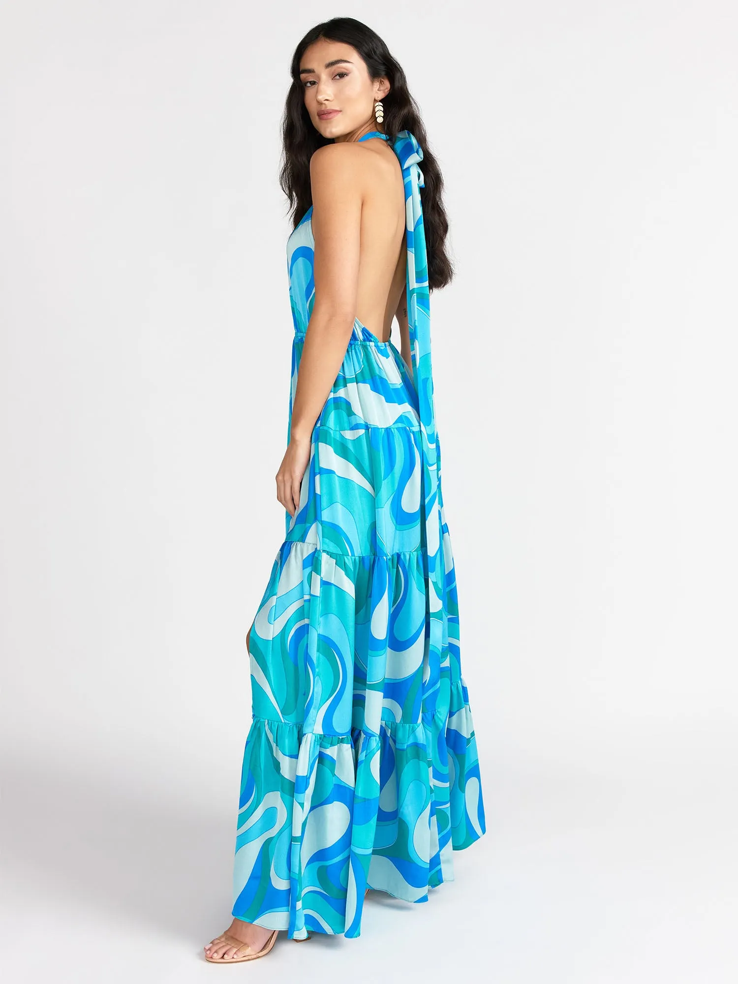 Halter Neck Tiered Maxi Dress - Aakaa