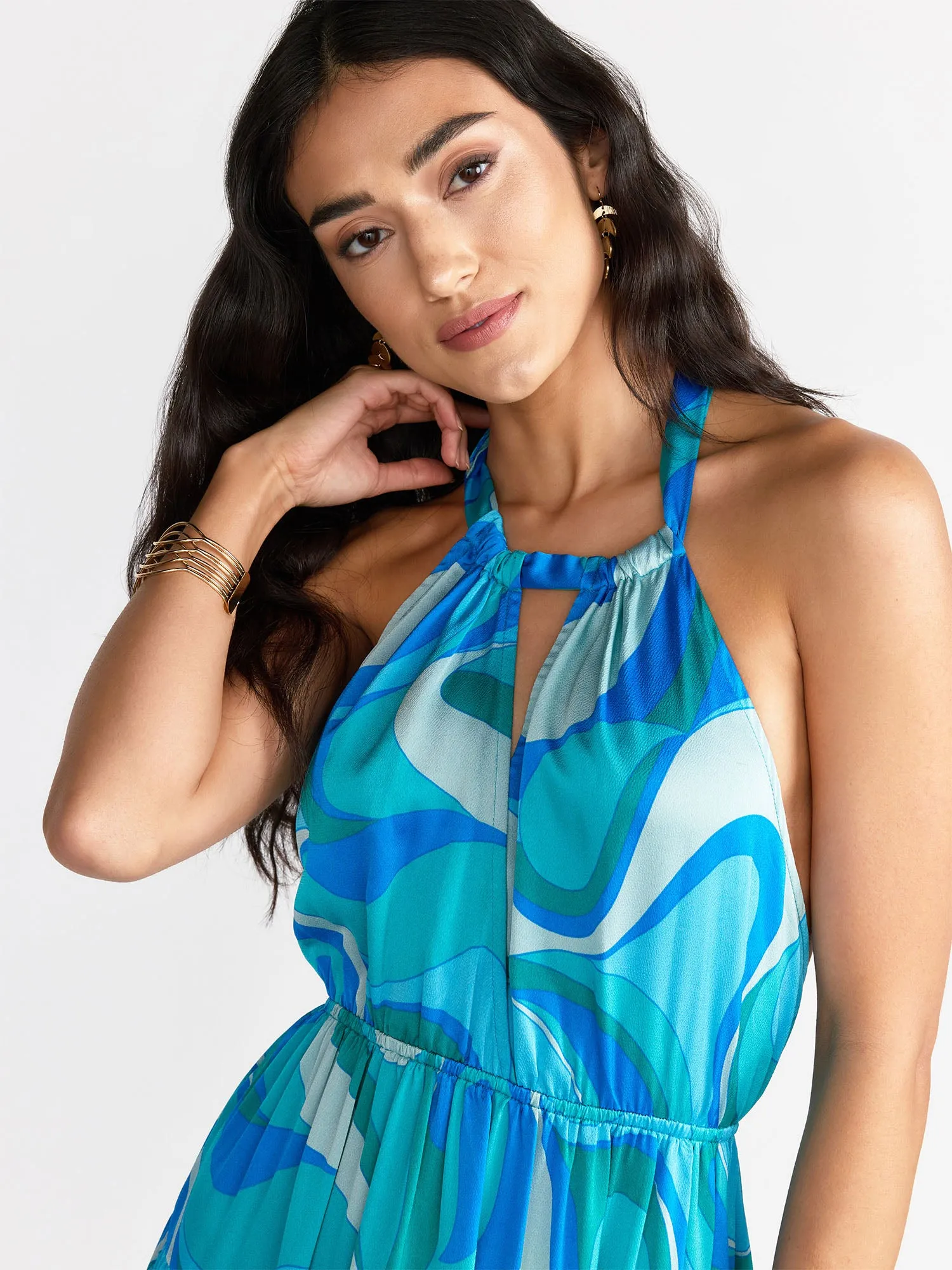 Halter Neck Tiered Maxi Dress - Aakaa