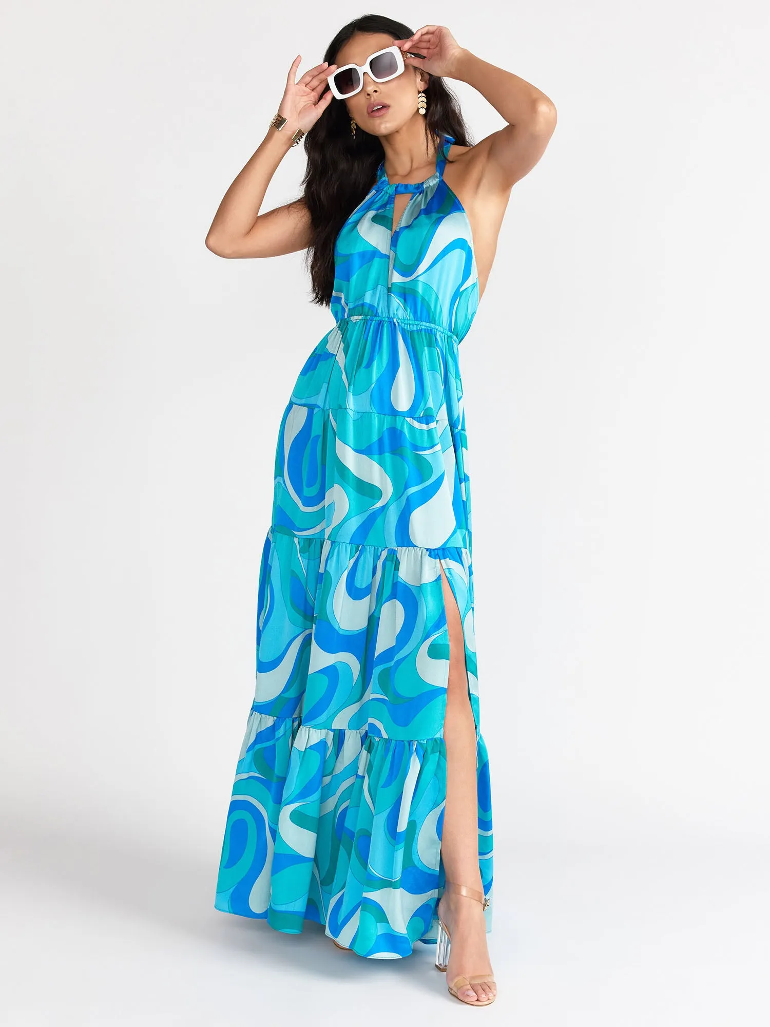 Halter Neck Tiered Maxi Dress - Aakaa