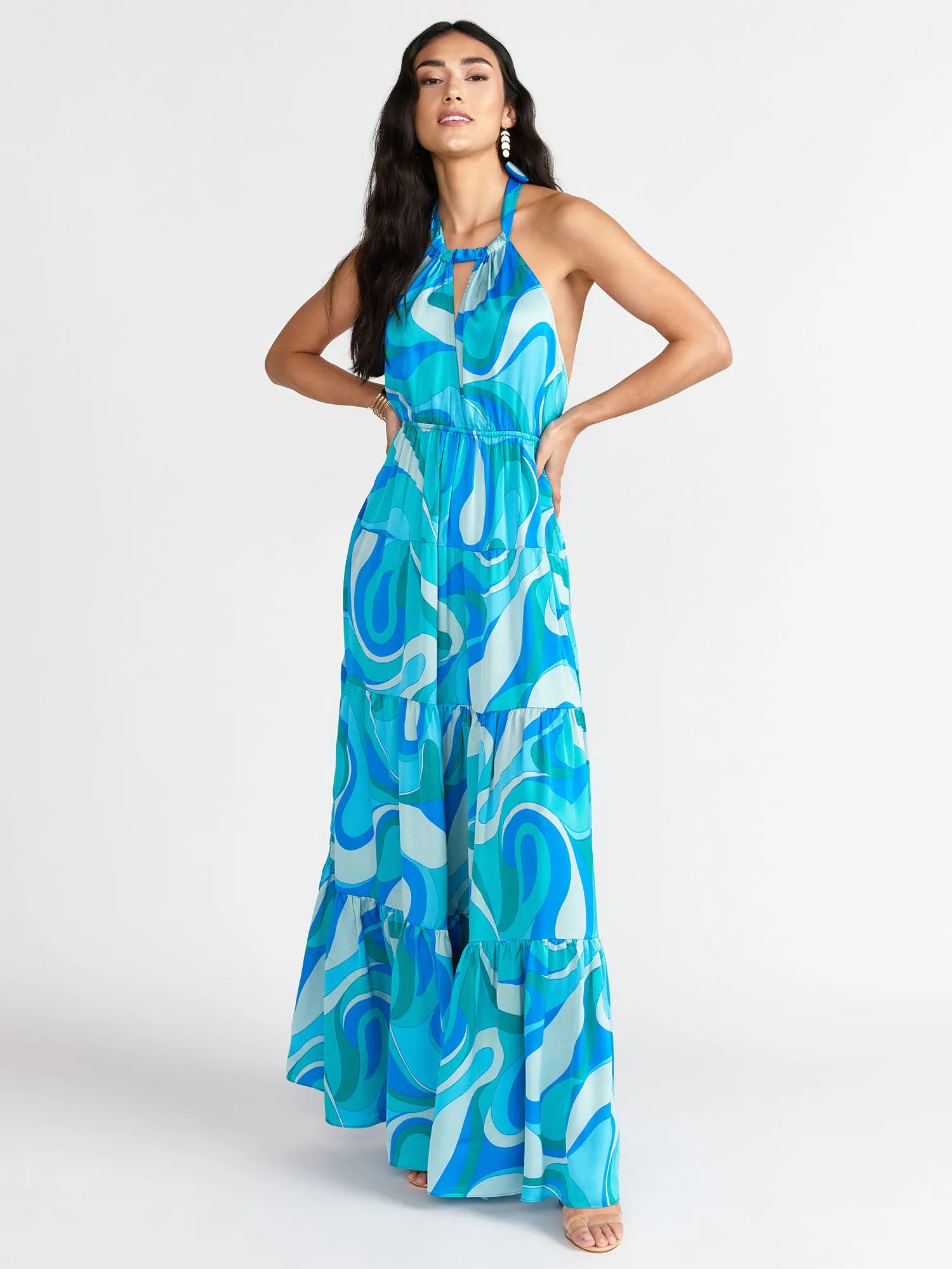 Halter Neck Tiered Maxi Dress - Aakaa