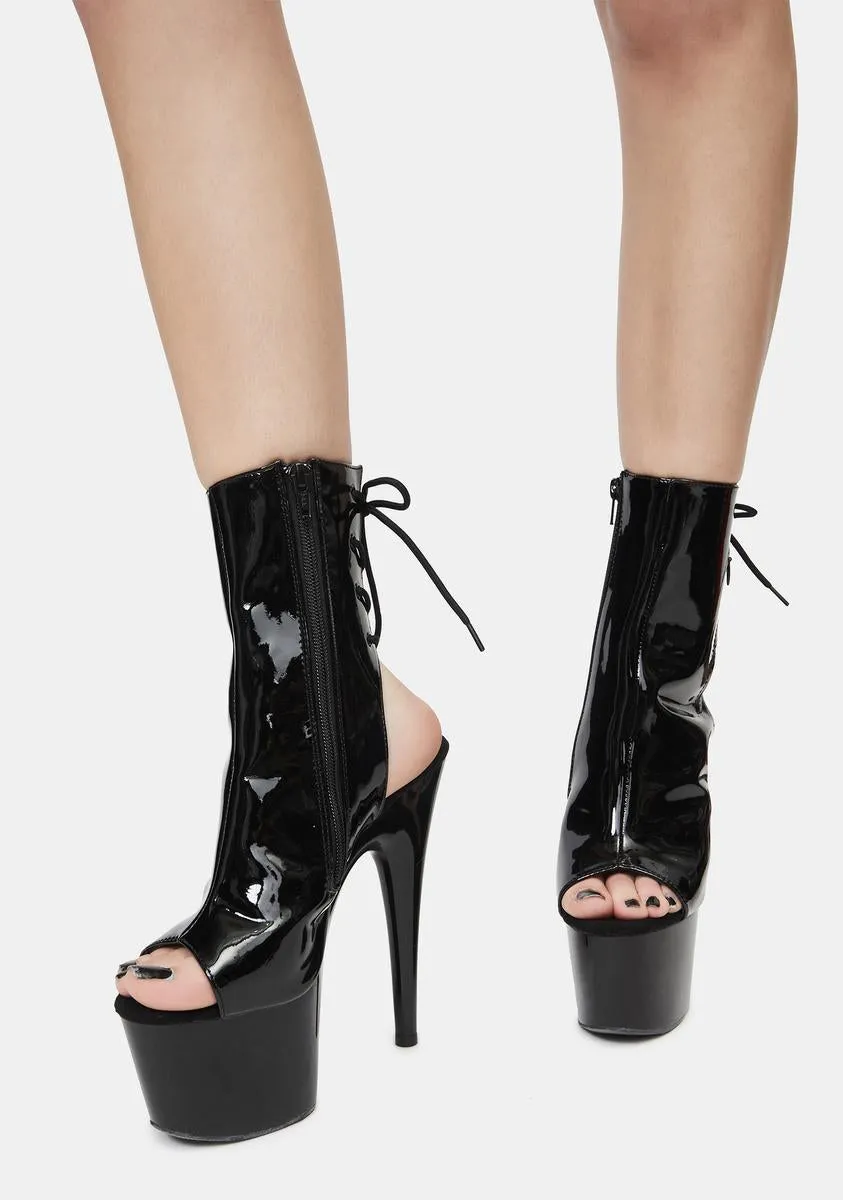 Handlin' Business Open Toe Platform Booties