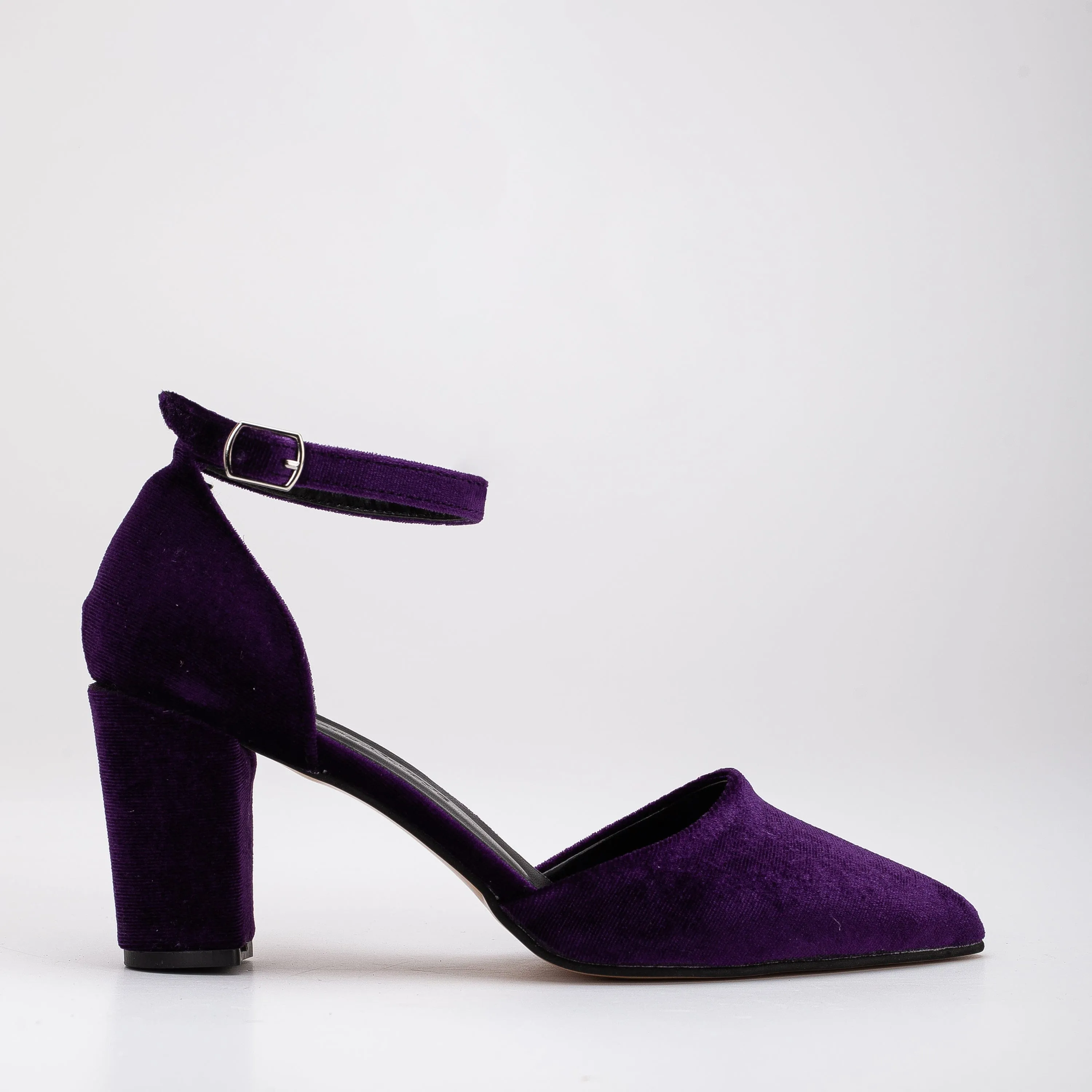 Hazel Vegan Velvet & Pearl Heels | Purple