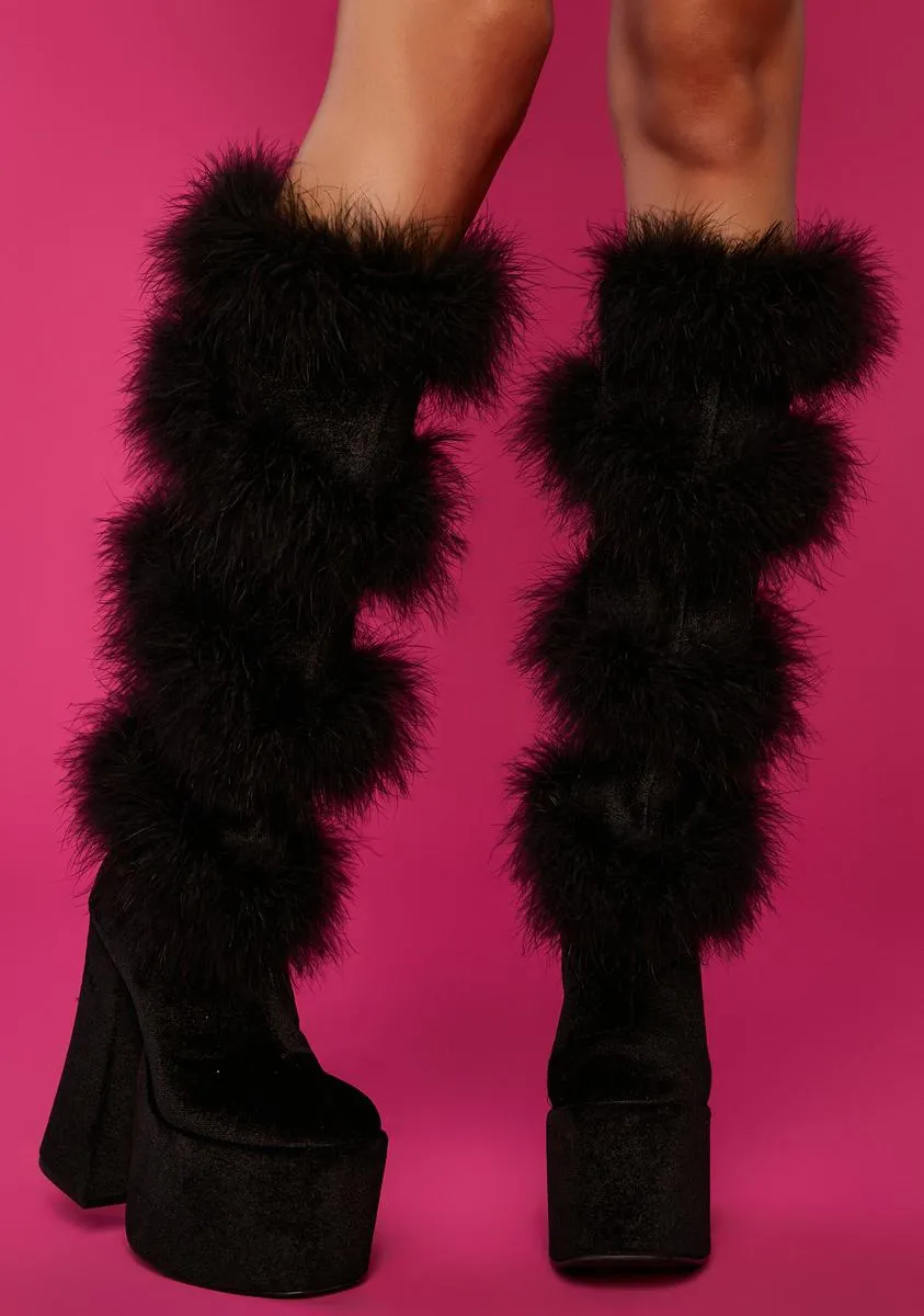 It's Cold Outside Velvet Platform Boots