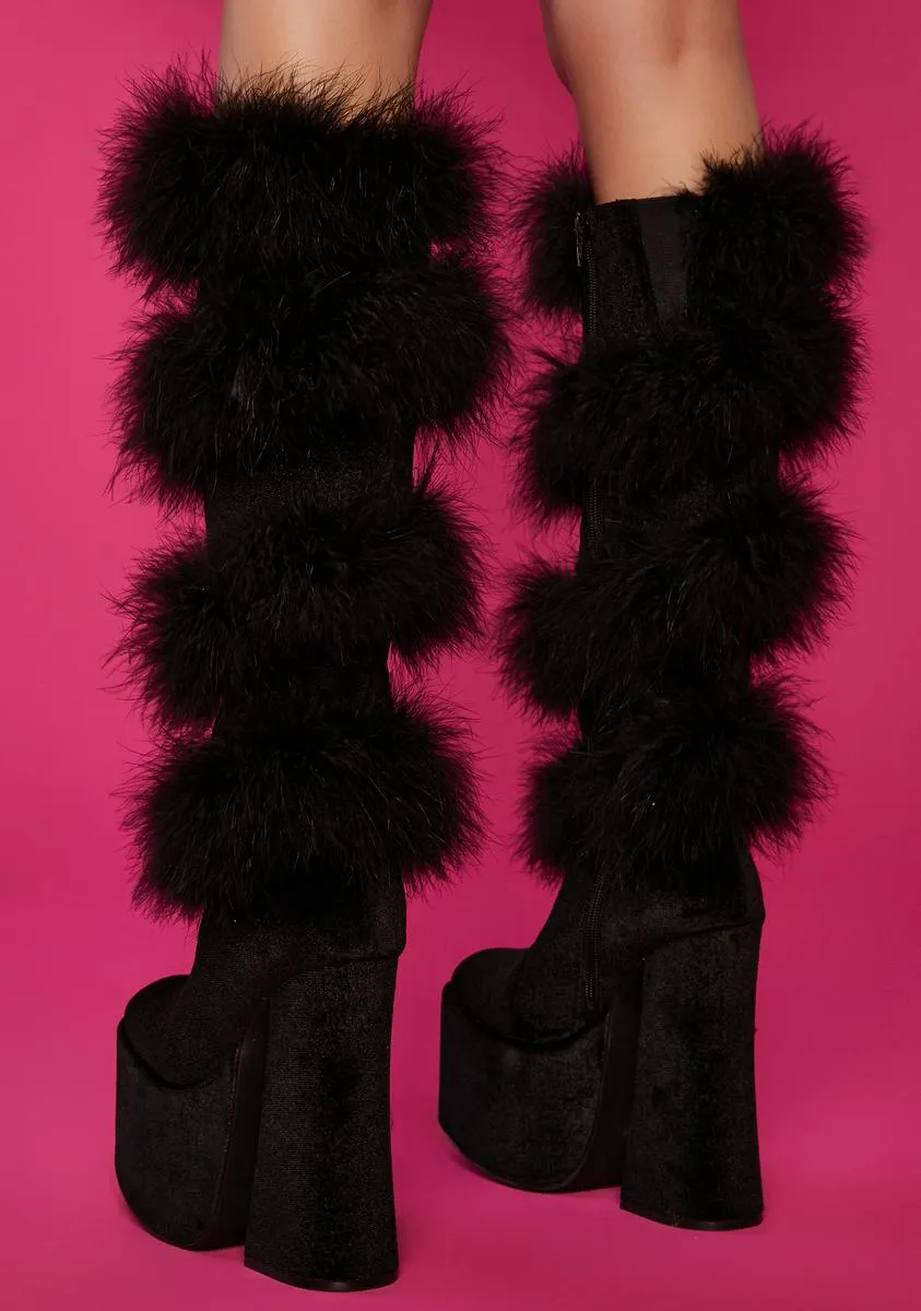 It's Cold Outside Velvet Platform Boots