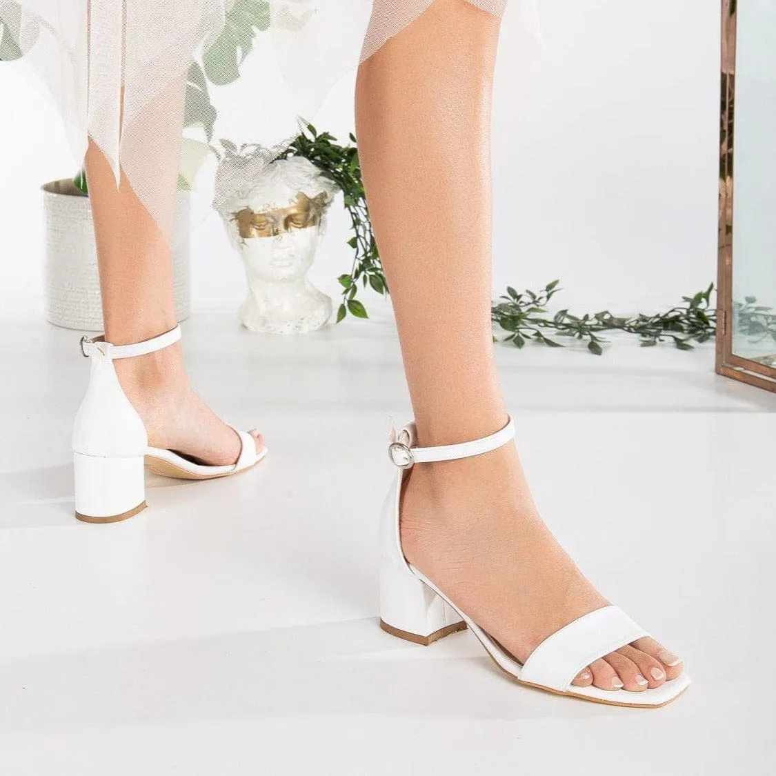 Iva Vegan Leather Low Heel | White