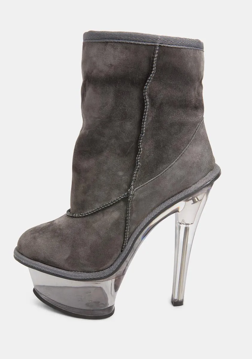 Kickdrum Suede Clear Platform Boots