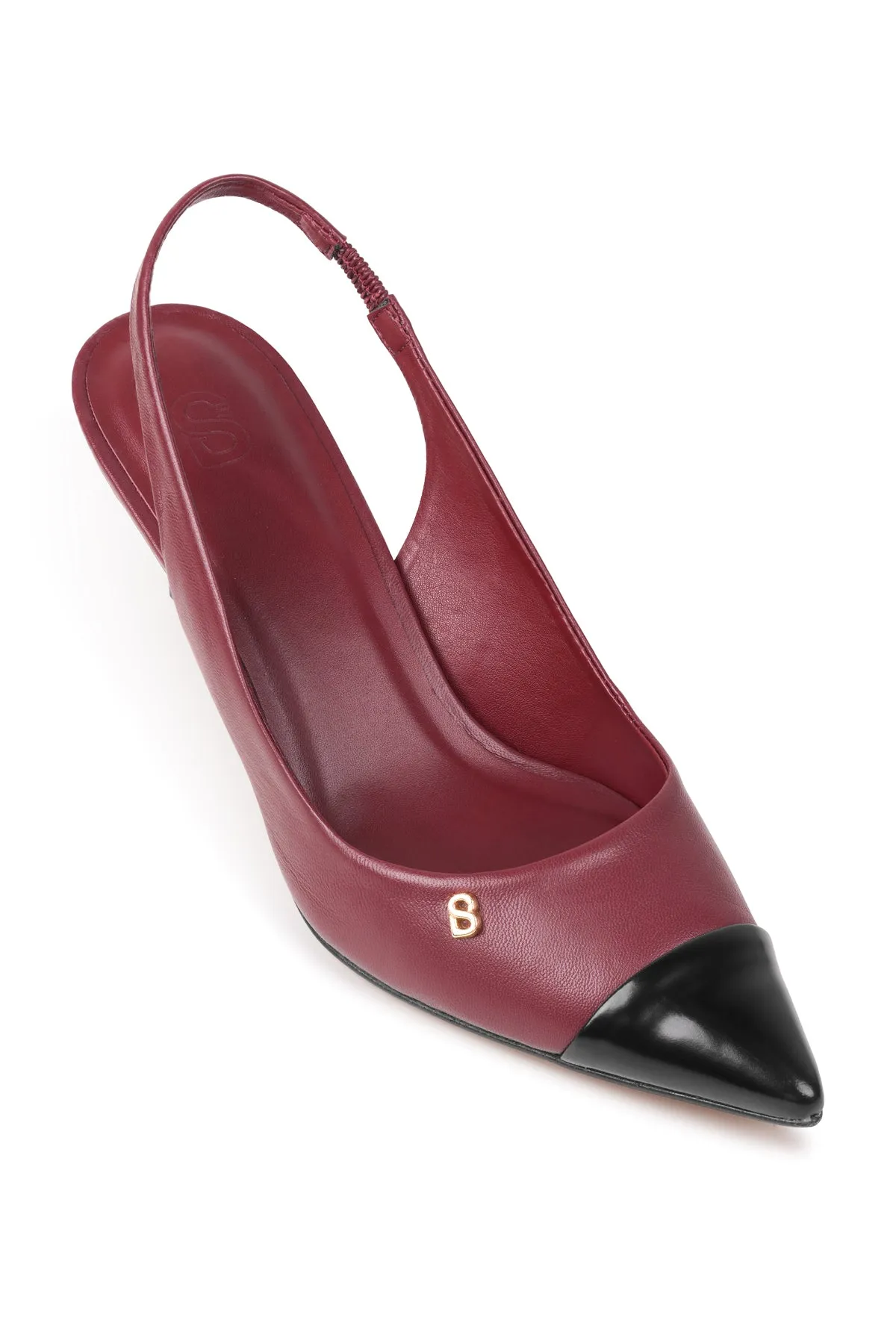 Lena Slingback Heels - Burgundy