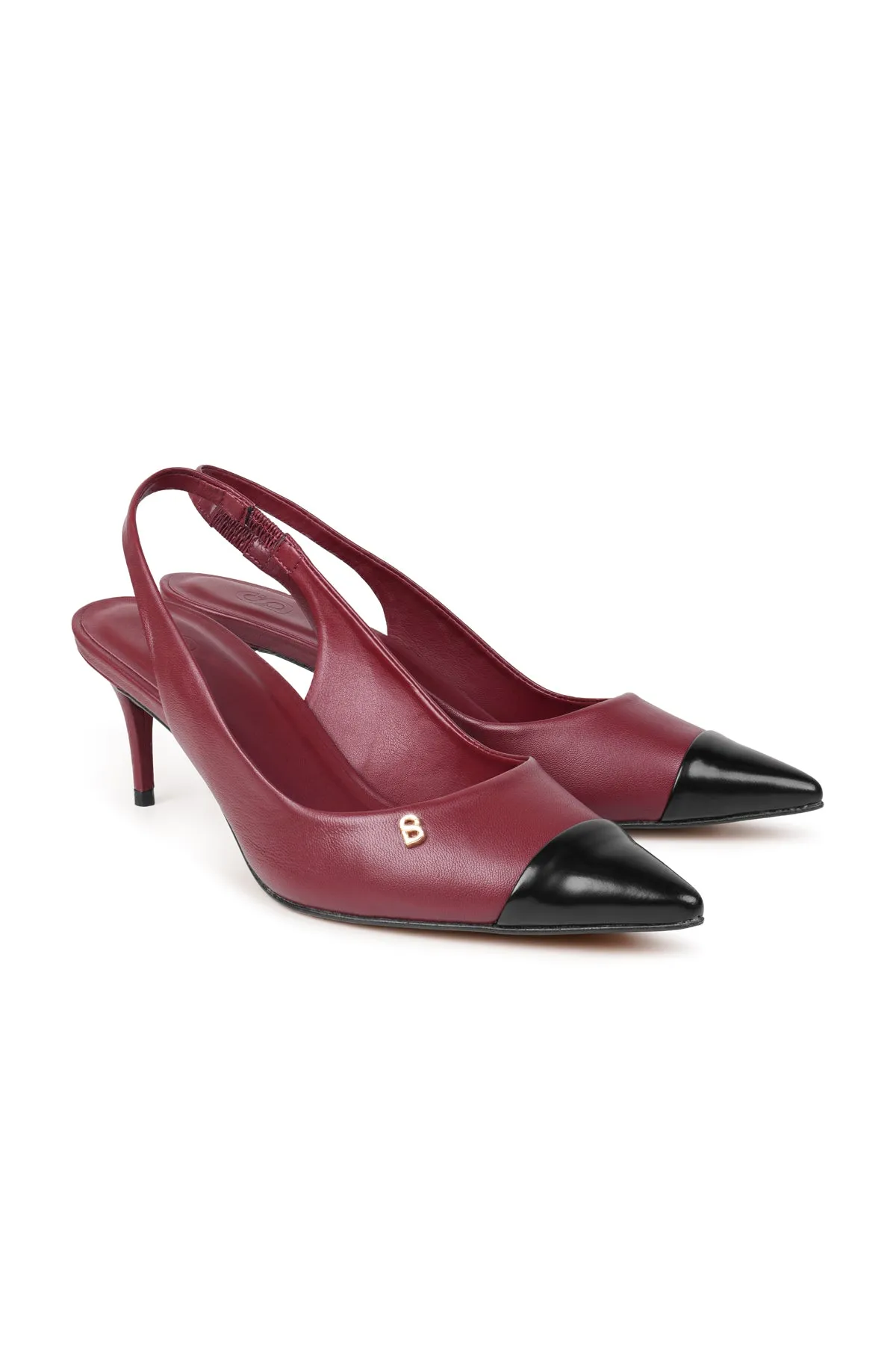 Lena Slingback Heels - Burgundy