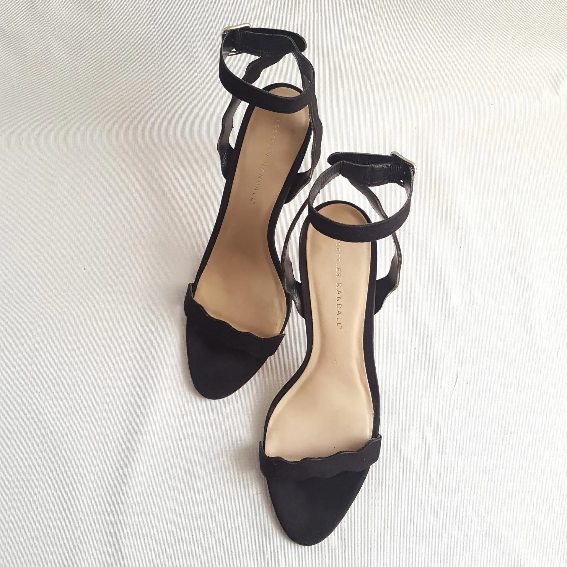 Loeffler Randall Ameila High Wavy Suede Ankle Strap Heels size. 10.5