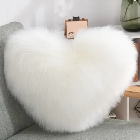 Luxurious Heart-Shaped Long Plush Decorative Throw Pillow – Fluffy Shaggy Cushion Cover for Sofa or Bed