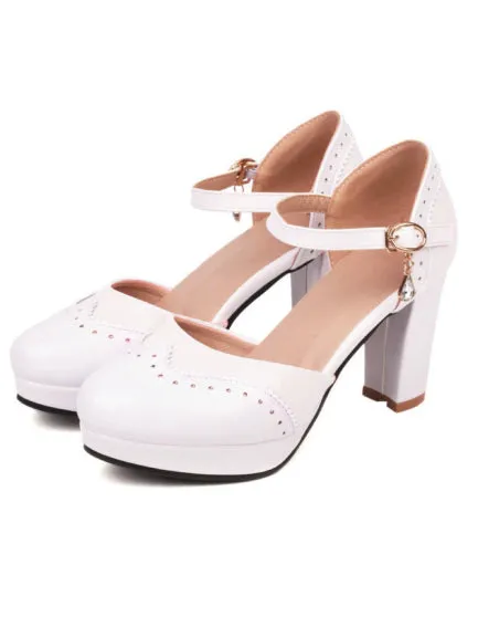 Mary Jane Patchwork High Heels Shoes