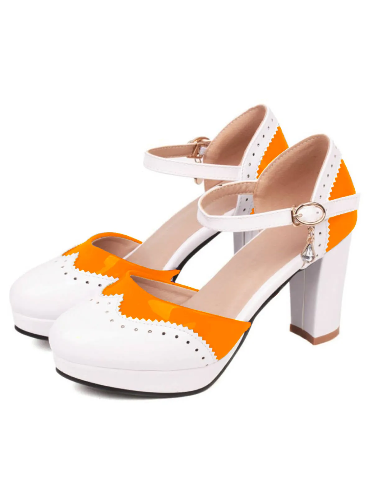 Mary Jane Patchwork High Heels Shoes