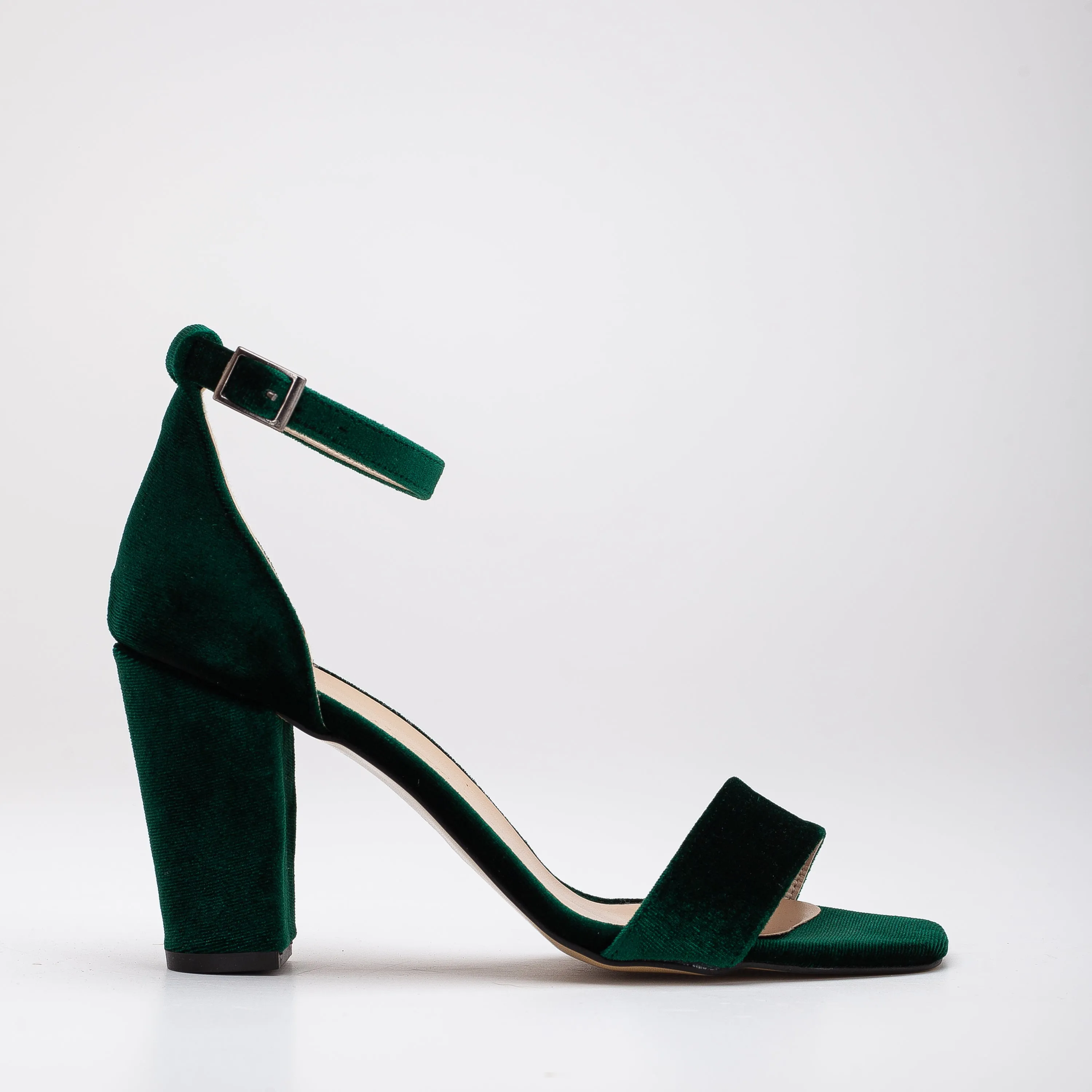 Melissa - Green Velvet Sandals with Pearls