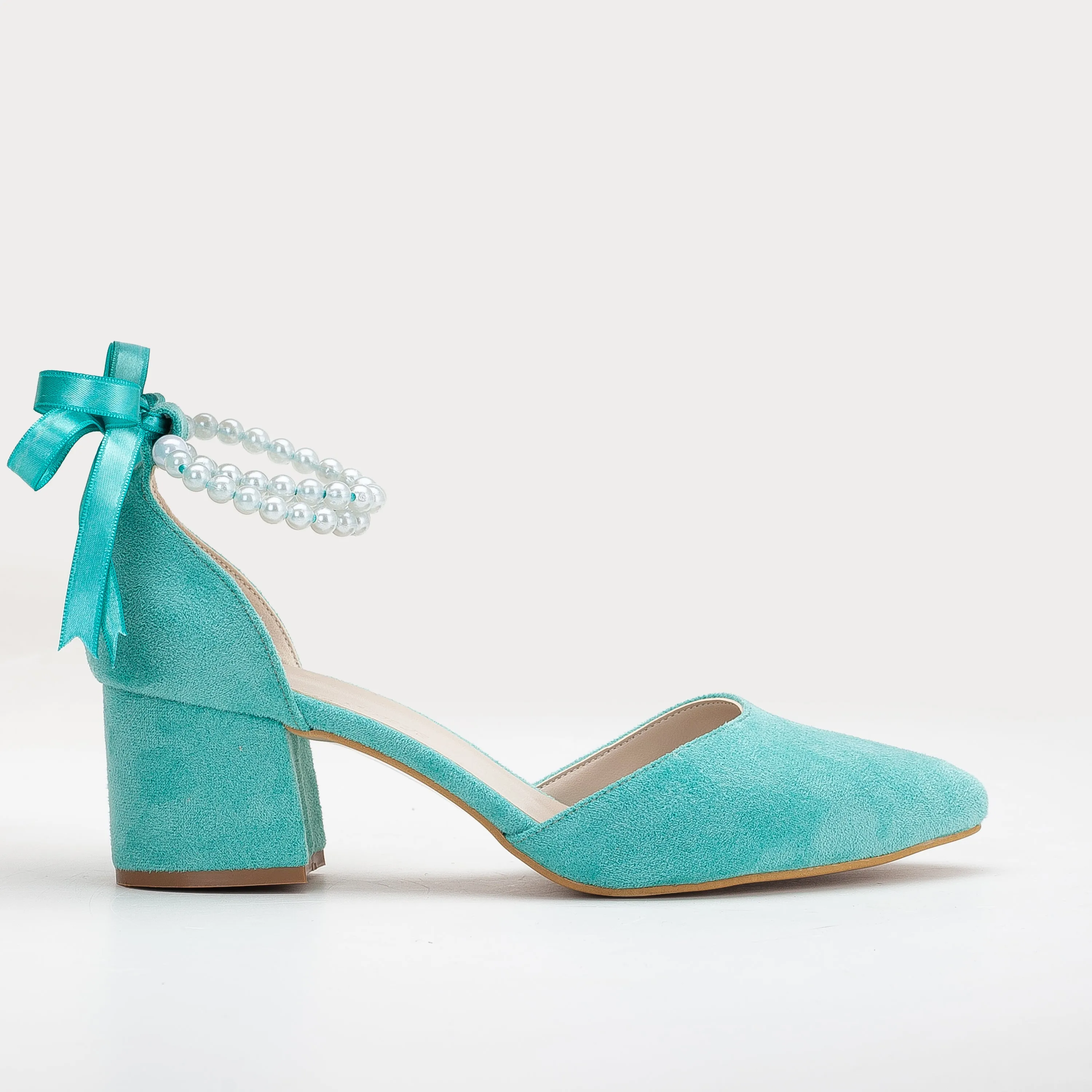 Miranda - Aqua Blue Bridal Shoes with Pearls