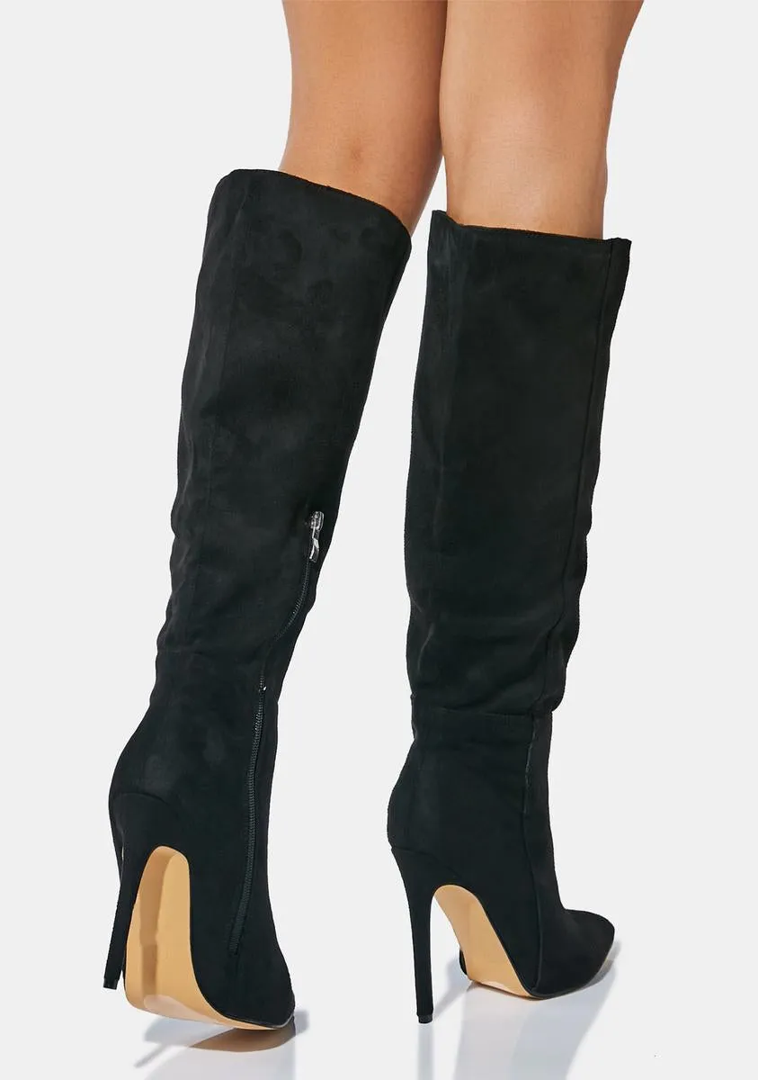 Noir Might Risk It All Knee High Boots