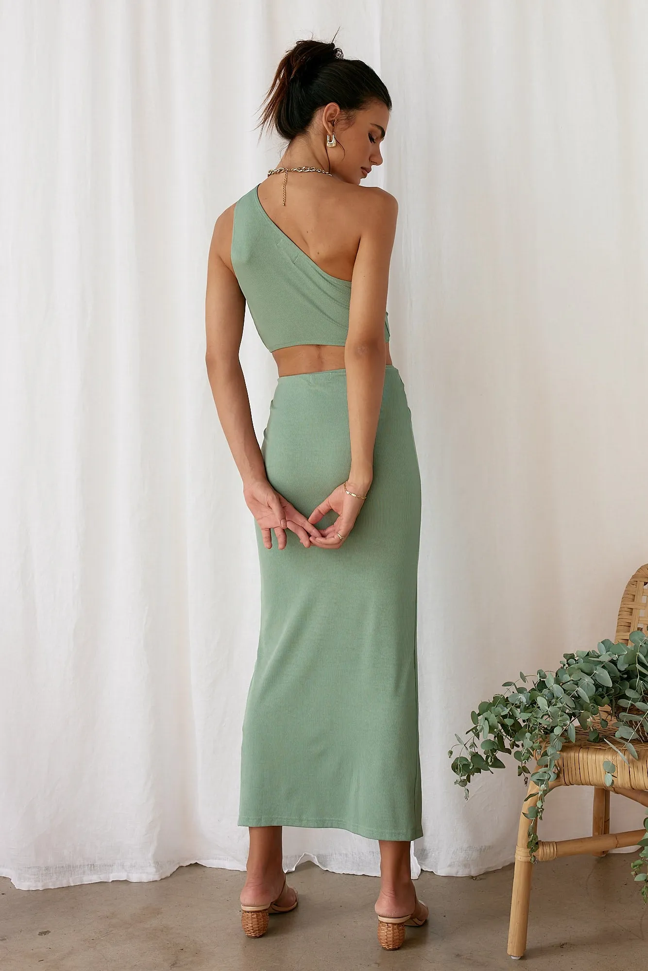 One Becomes Two Maxi Skirt Green