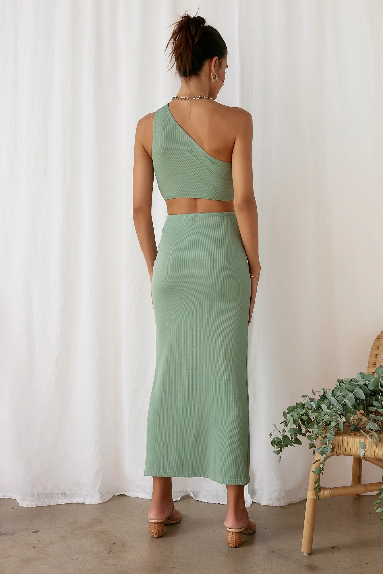 One Becomes Two Maxi Skirt Green