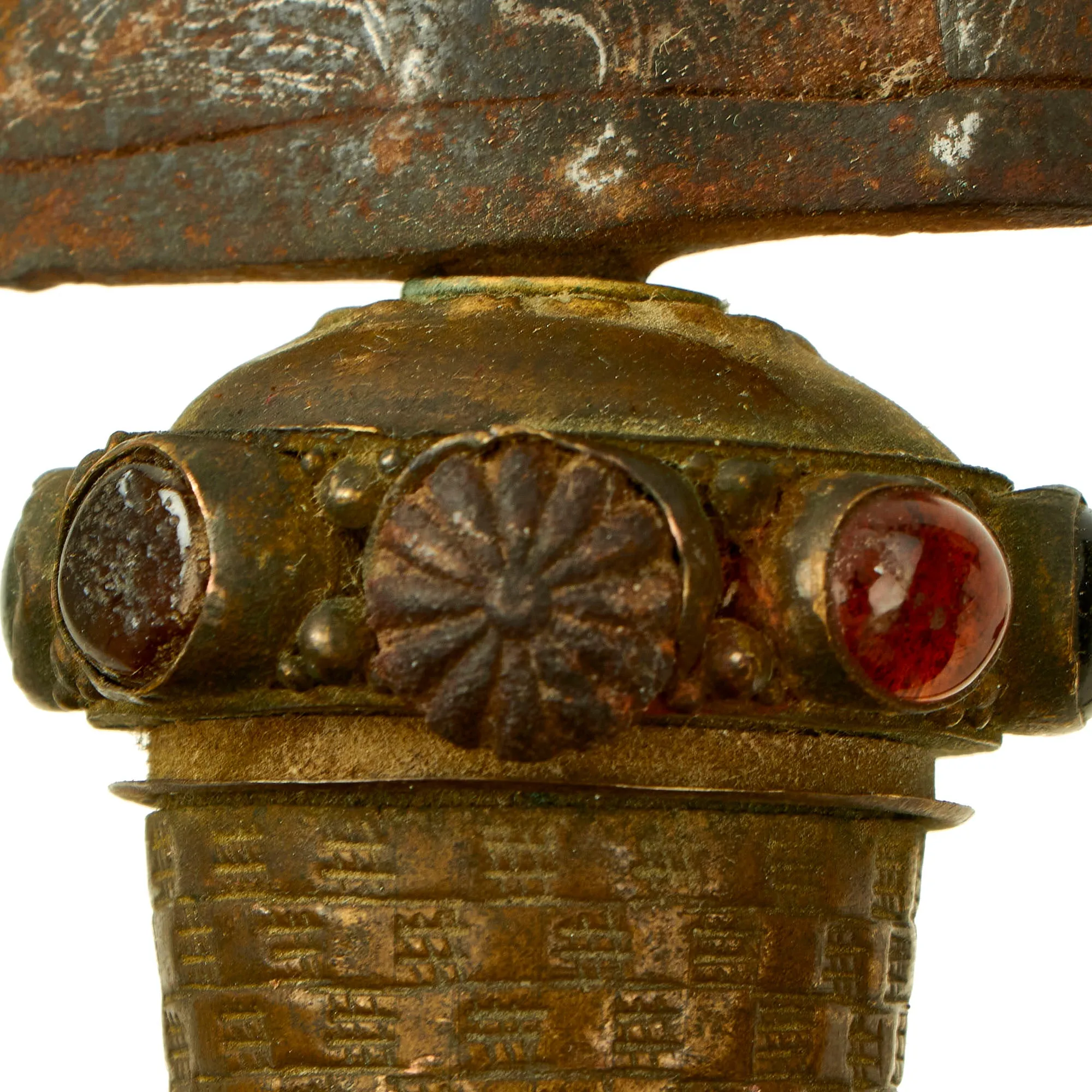 Original 18th Century Balinese Indonesian Kris Dagger With Ornately Carved “Glorious Face” Kirtimukha Motif Scabbard