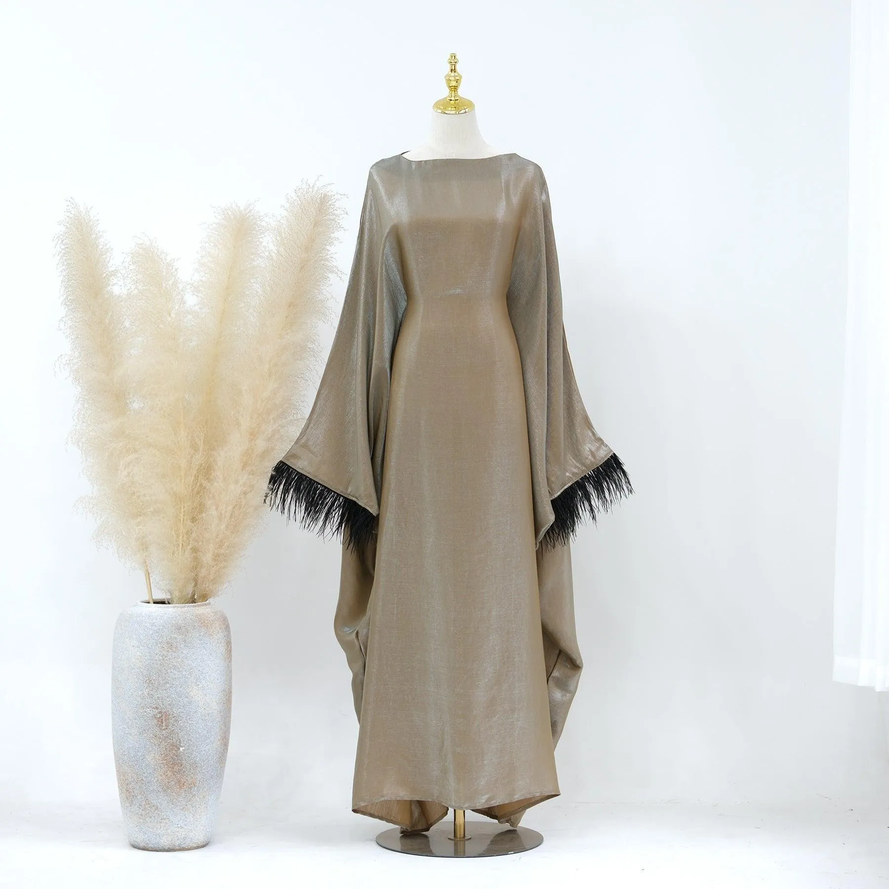 Party Feather Sleeves Abaya (MA052)