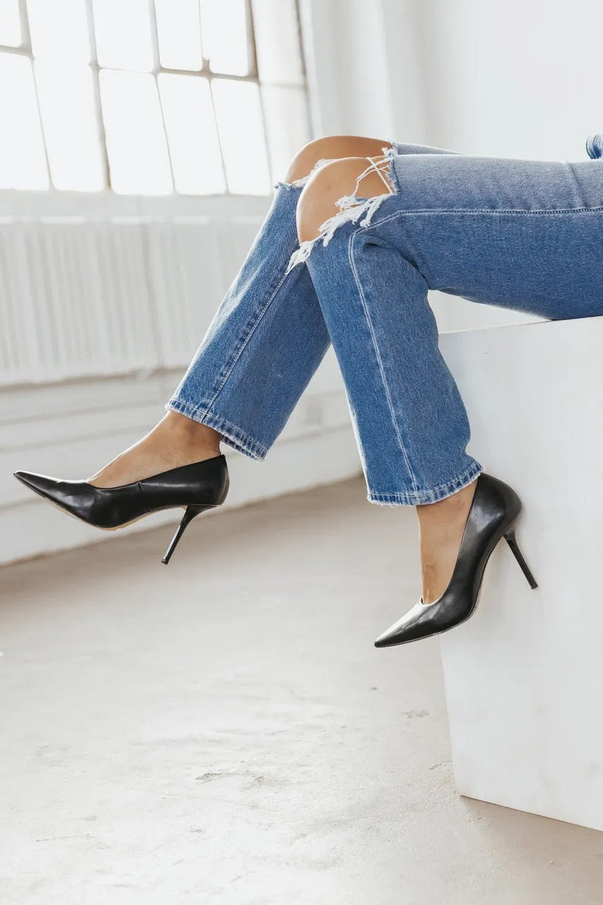 Payton Black Pointed Toe Stiletto Heels