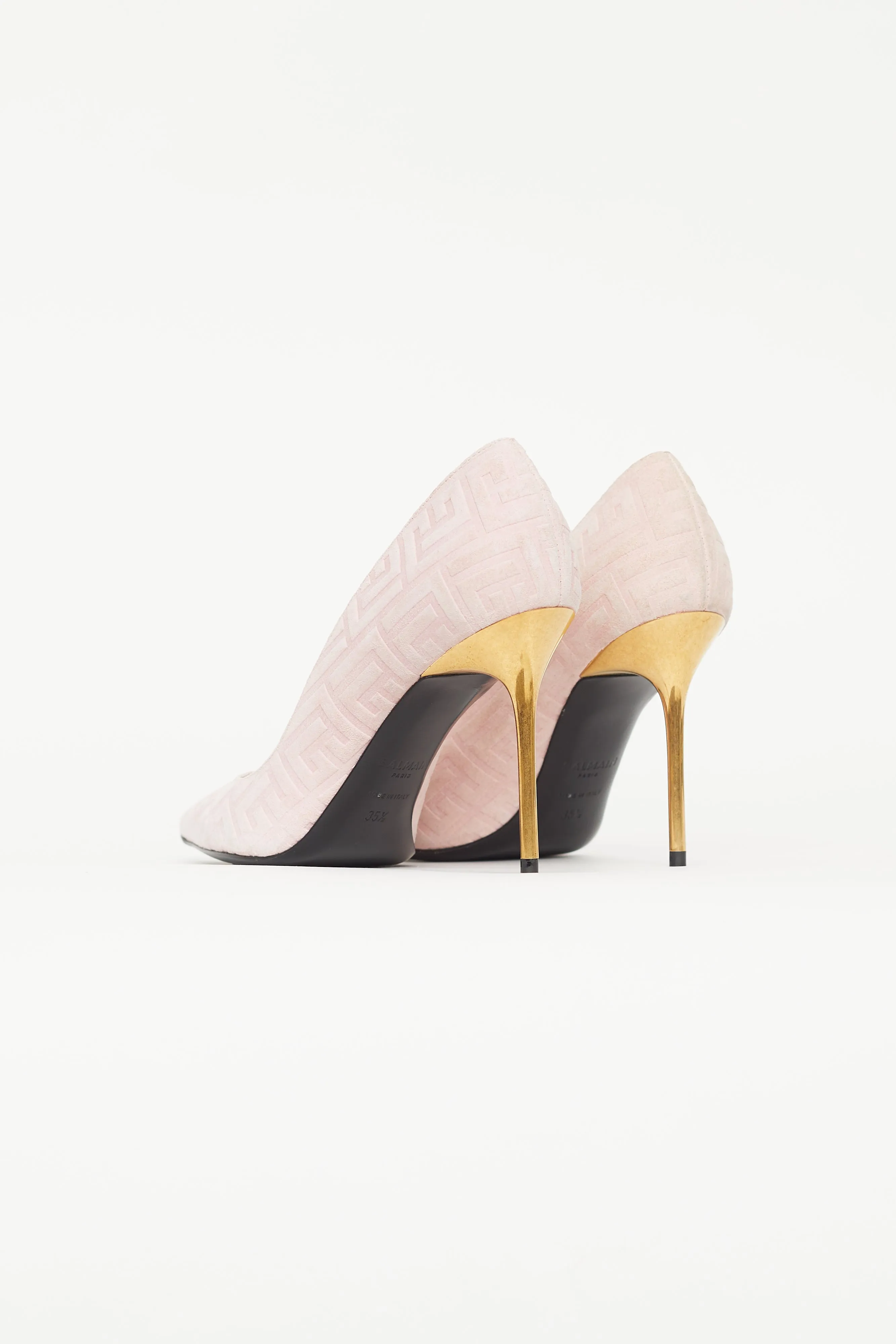 Pink Suede Monogram Heel