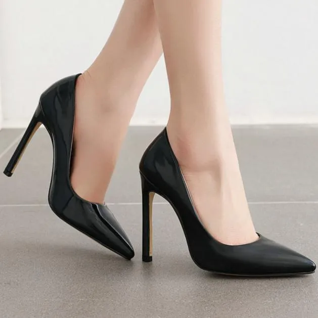 PU patent leather ppinted toe stilettos