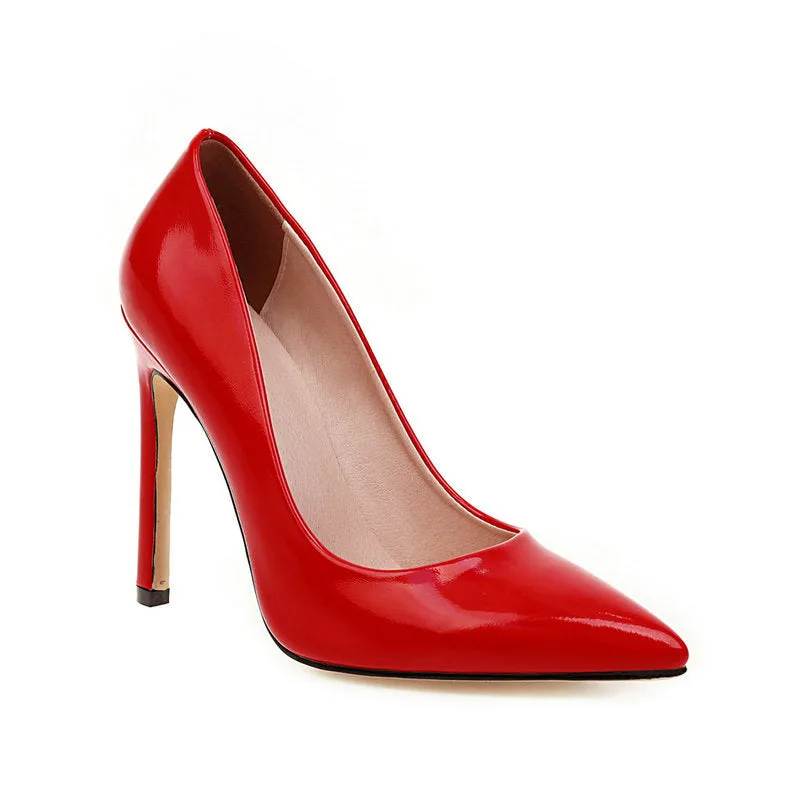 PU patent leather ppinted toe stilettos