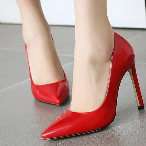 PU patent leather ppinted toe stilettos