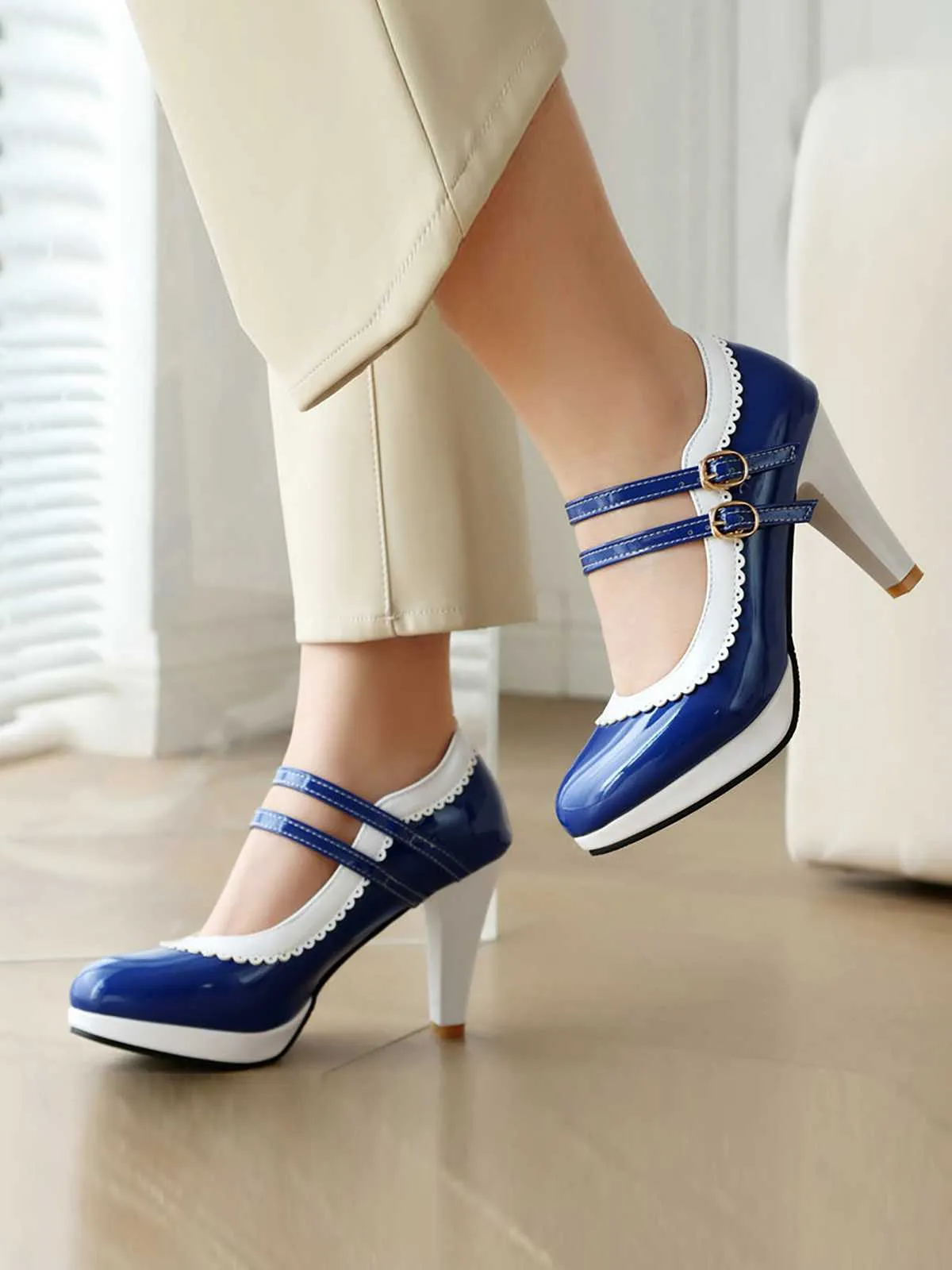 Retro Mary Jane Chunky High Heels Shoes