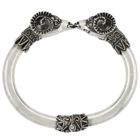 Retro Sterling Silver Ram's Head Hinged Bangle Bracelet