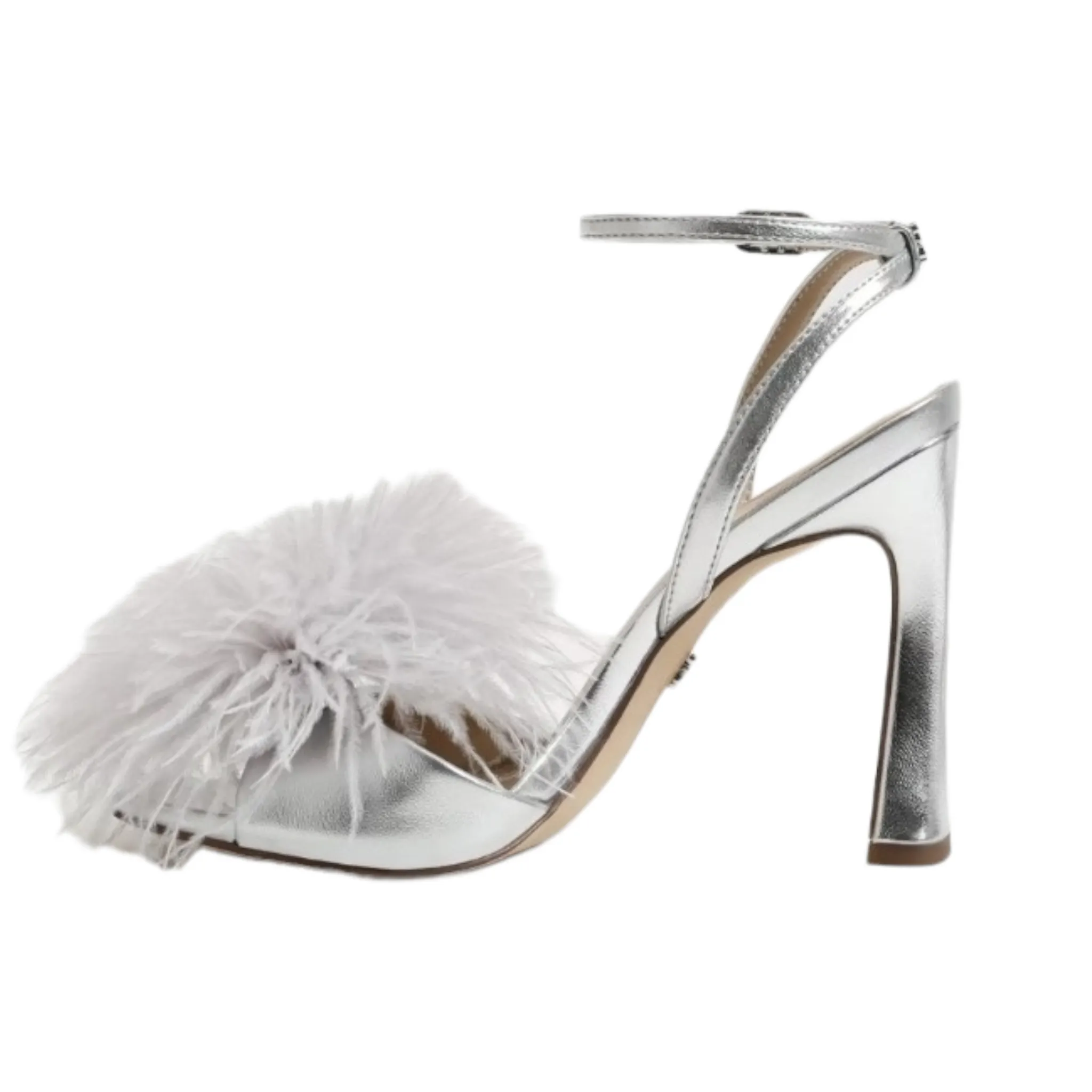 Sam Edelman Silver Leon Feather Heels Size 9