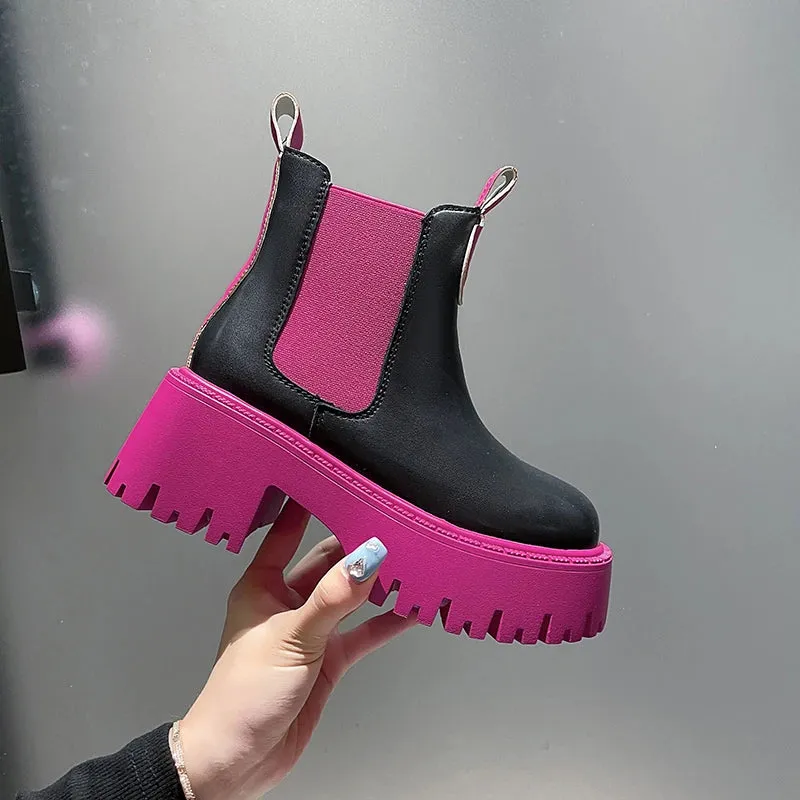 Sara Flashy Chelsea Chunky  Boots