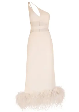 Serena Cut-Out Feathered Crepe Gown