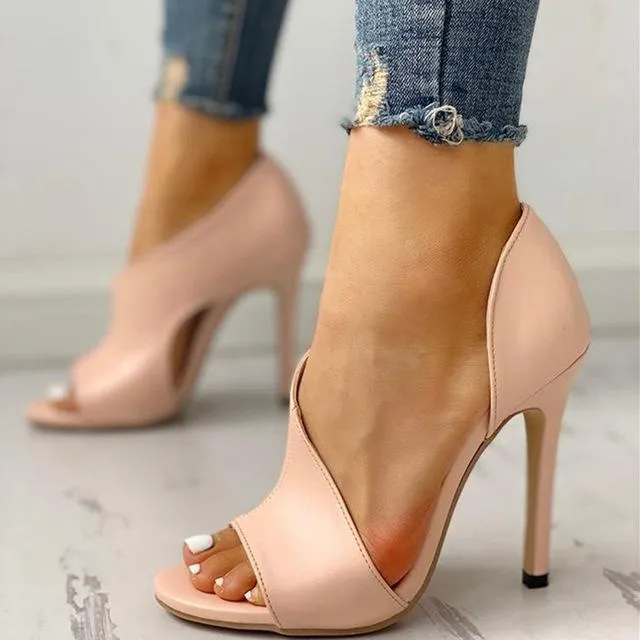 Sexy peep toe side cut out high heels