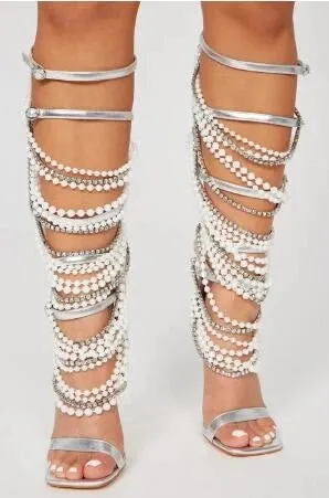 ‘Sienna’ Luxe Pearl Knee Heel