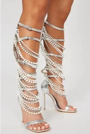 ‘Sienna’ Luxe Pearl Knee Heel