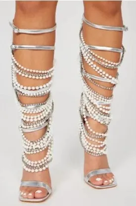 ‘Sienna’ Luxe Pearl Knee Heel