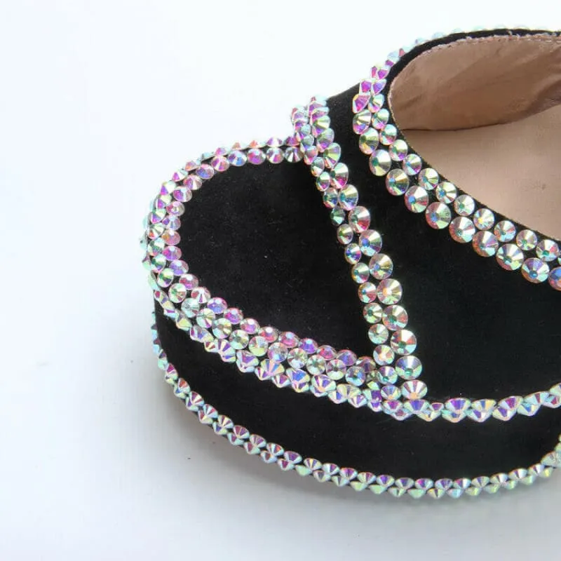 Sparkly High Heel Open Toe Platform Rhinestone Sandals