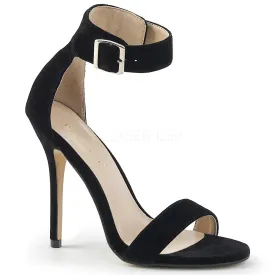 Stiletto Heel Black Velvet Open Toe Sandal