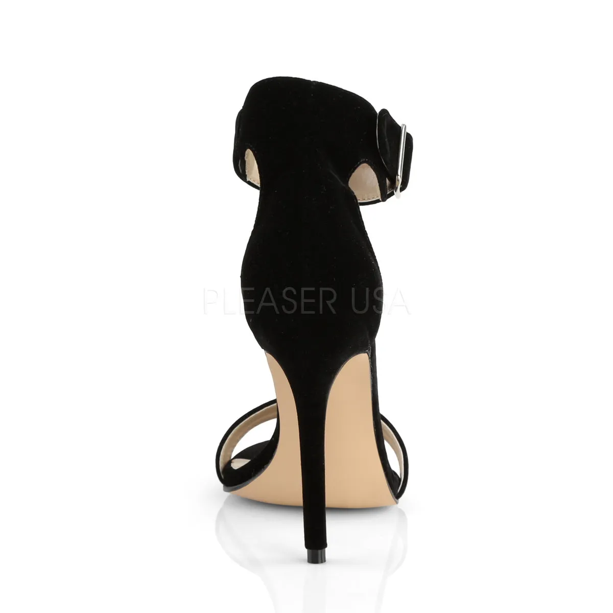 Stiletto Heel Black Velvet Open Toe Sandal