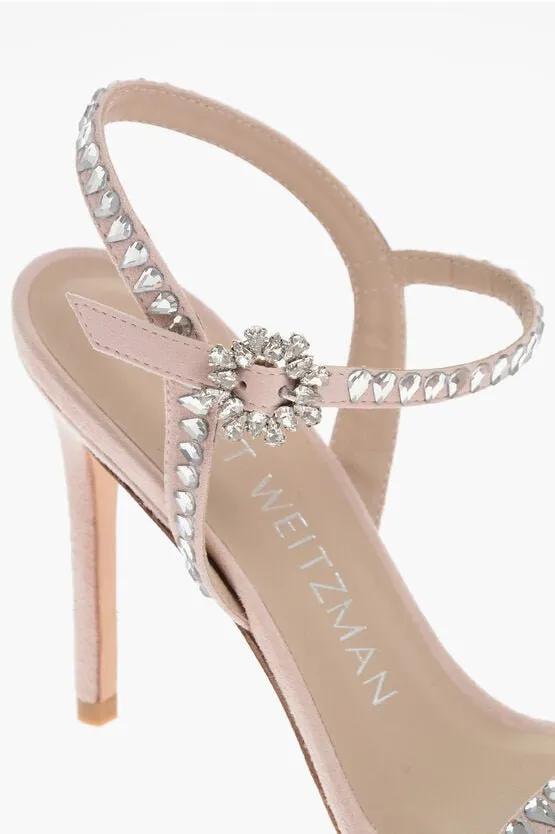 Stuart Weitzman Suede Leather sandals With Rhinestones details 11 cm