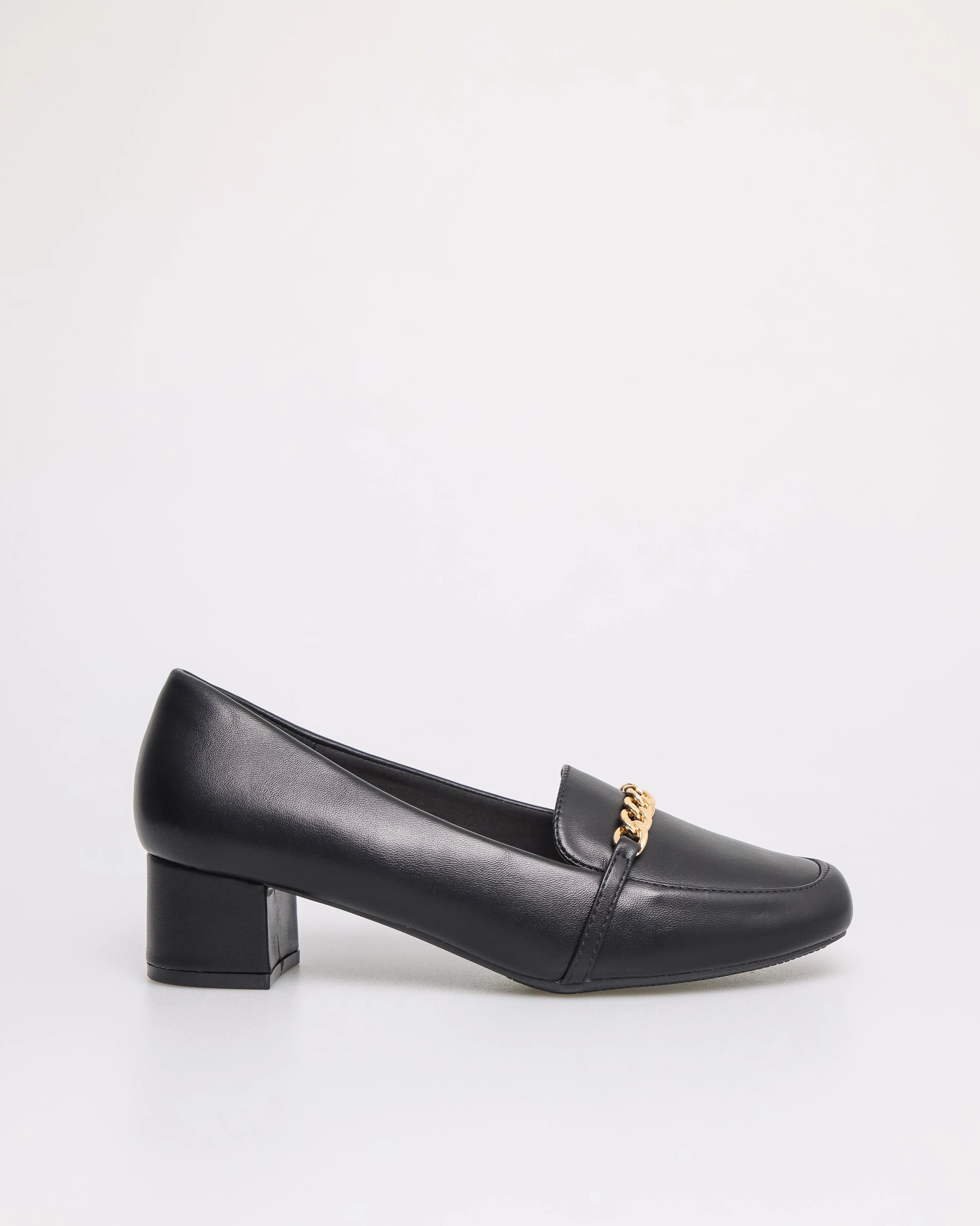 Tomaz NN205 Ladies Chained-Buckle Heeled Loafer (Black)