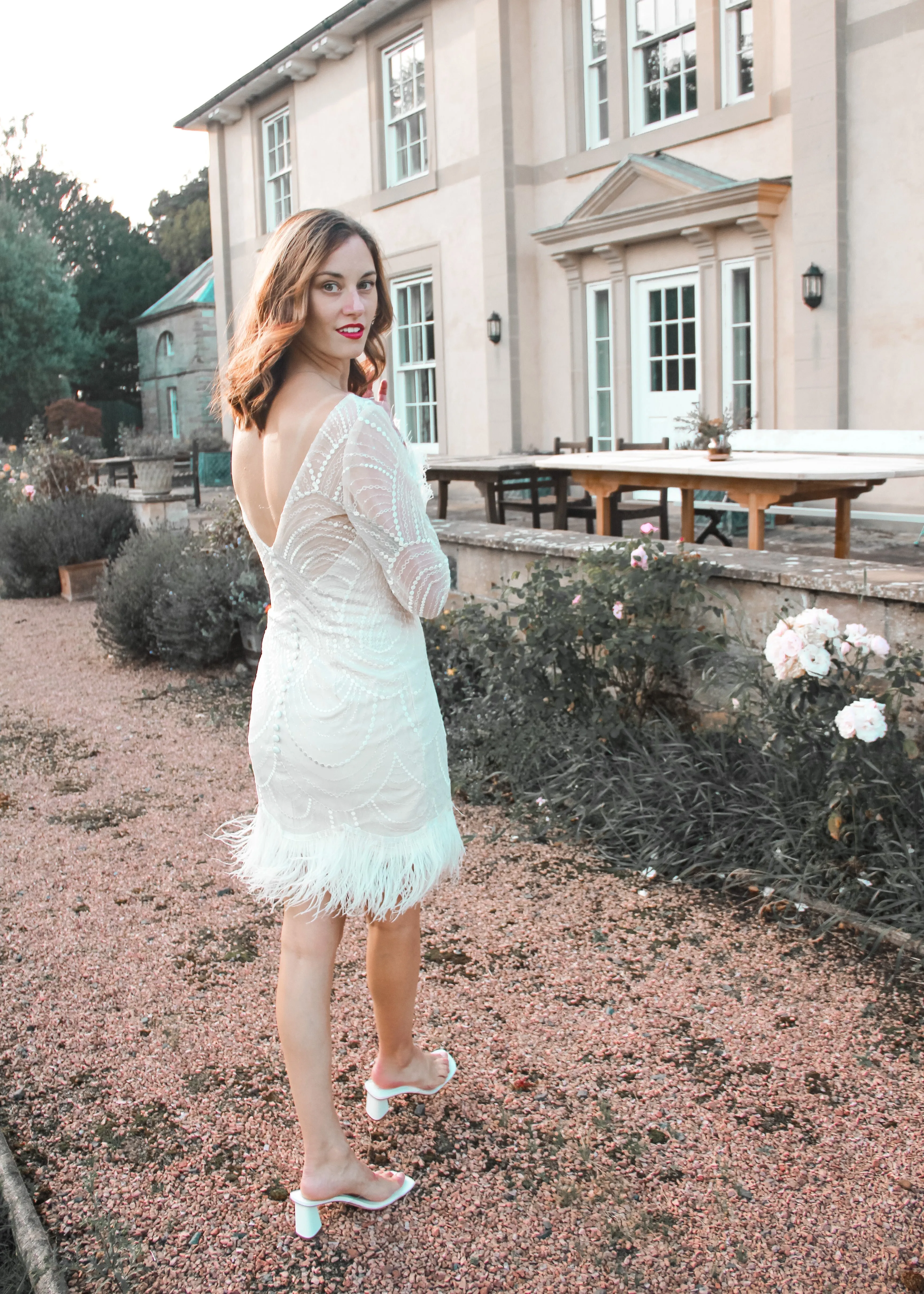 Try At Home - Rachel Mini Feather Trimmed Dress